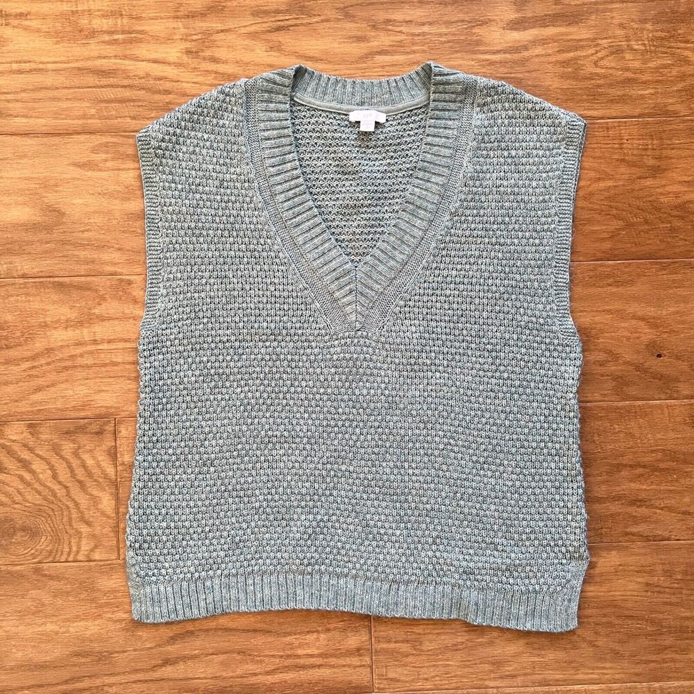J.Jill Sweater Vest Size SP Petite Blue Spruce Sleeveless V-Neck Layering